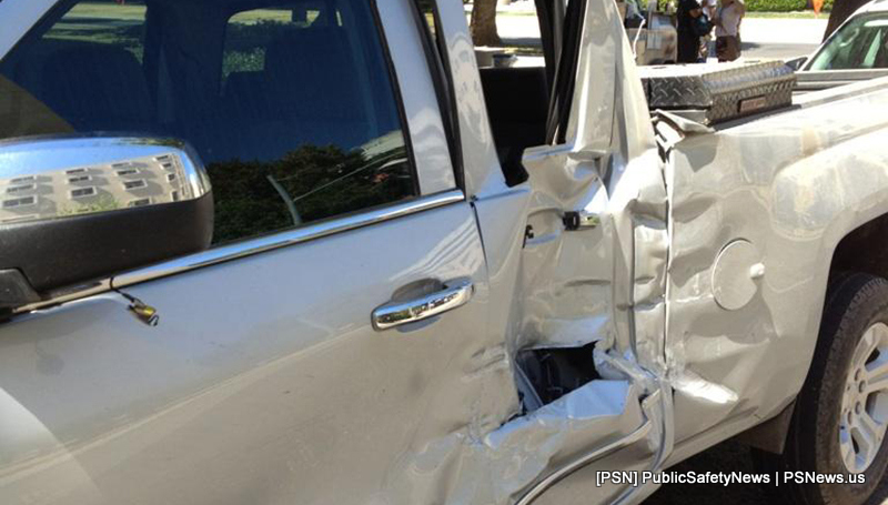 Light rail train vs pickup truck
