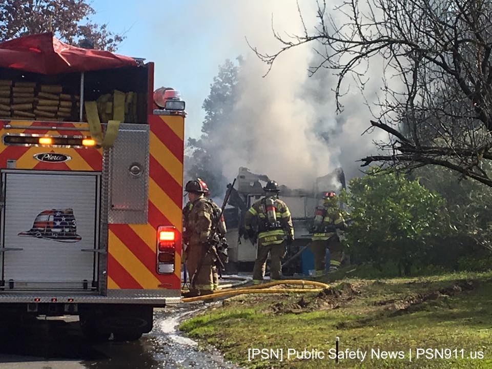 Recreational trailer catches fire in rural Elk Grove