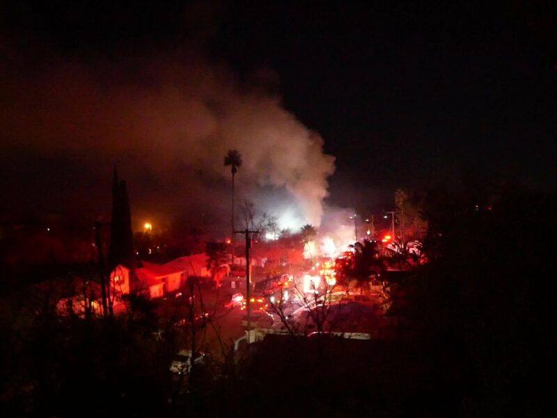 Structure Fire with Energized Power Line Down, North Highlands