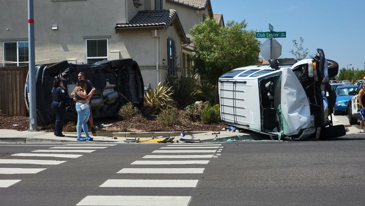 Double rollover vehicle accident rattles quiet neighborhood, Natomas
