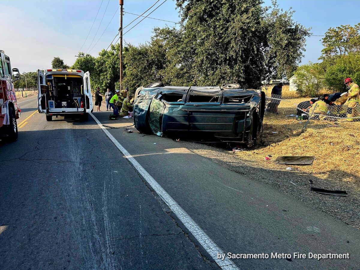 Van Rollover in Rio Linda: One Adult Critically Injured, Four Children Transported as Precaution cover