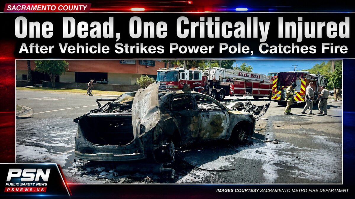 One Dead, One Critically Injured After Vehicle Strikes Power Pole, Catches Fire in Sacramento County cover